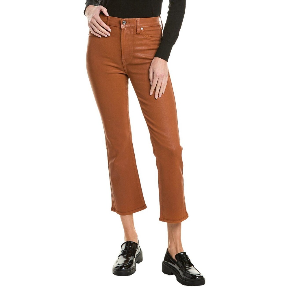 7 For All Mankind Womens High Rise Slim Kick Coated Flare Jeans Size 26
